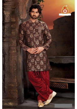 Designer Brownish Maroon Indo Western Sherwani